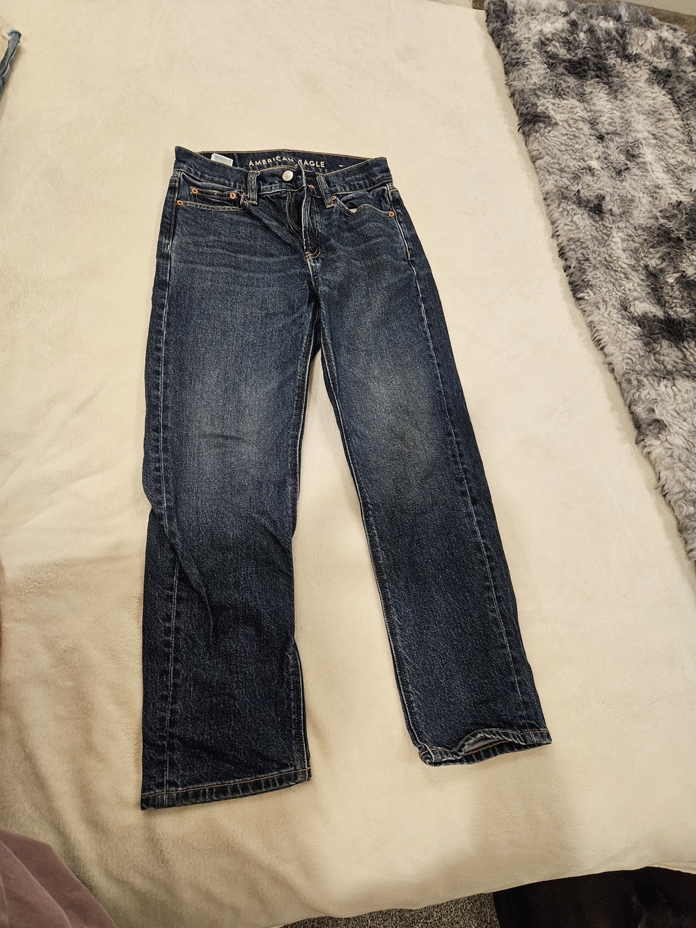American Eagle Outfitters Dark Blue Straight-Leg Women's Jeans